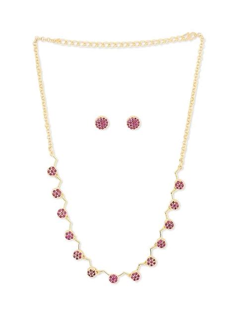 ZAVERI PEARLS Ruby Color Stones Studded Necklace Set For Women-ZPFK8979 ...