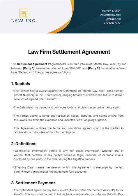 Free Settlement Agreement Templates, Editable and Printable