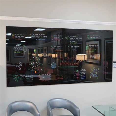 New - 8 ft x 4 ft Black Magnetic Glass Dry Erase Board | Office ...