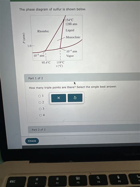 How many triple points are there in the phase diagram of sulfur? Select t..