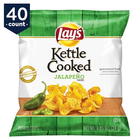 Buy Lay's Kettle Cooked Potato Chips, Jalapeno, 0.85 oz Bags, 40 Count ...