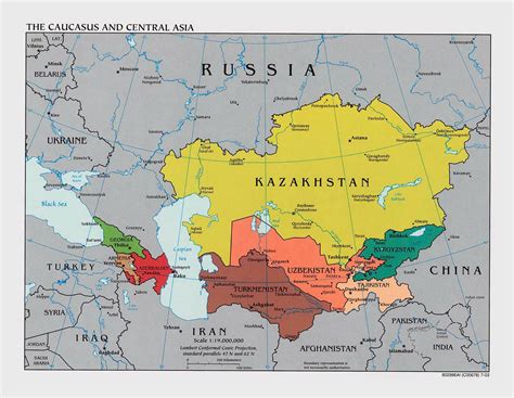 Large political map of the Caucasus and Central Asia with capitals – 2003 | Vidiani.com | Maps ...