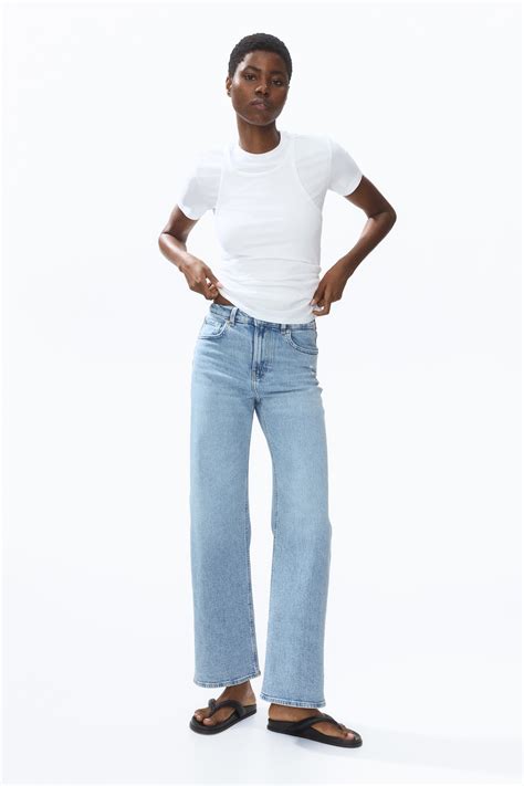 Women's Light denim blue Wide High Waist Jeans | H&M IN