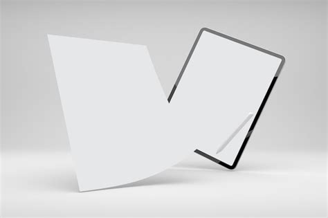 A4 paper and tablet perspective side in white background | Premium Photo