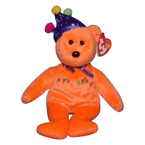 Ty Beanie Baby: Happy Birthday the Bear – Orange – Candle Hat | Stuffed ...