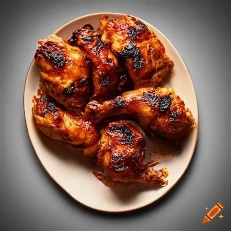 Air-fried BBQ chicken with sauces on Craiyon