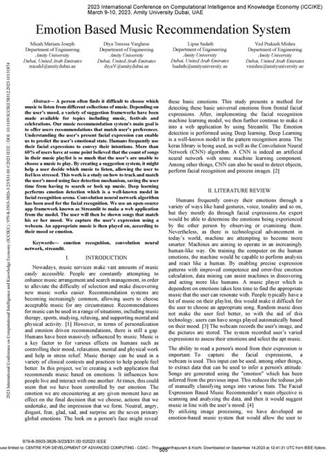 Emotion Based Music Recommendation System - Depending on the user’s ...