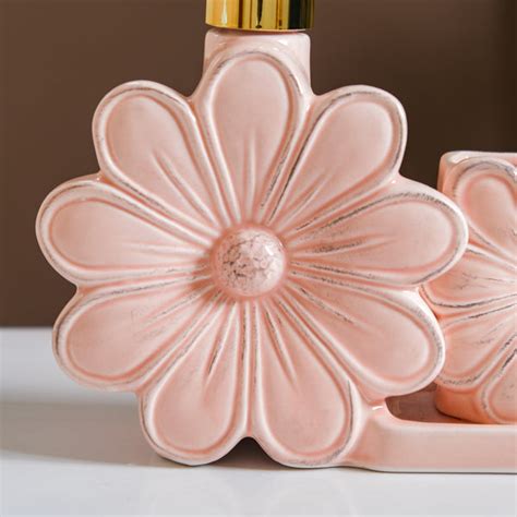 Floral Soap Dispenser With Holder Pink Online - Premium Dispenser ...
