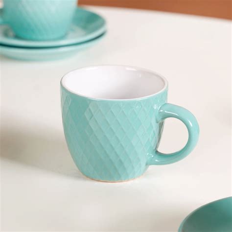 Tara Tea Cup And Saucer Set Of 6 Mint Green 225ml Online - Premium Tea ...