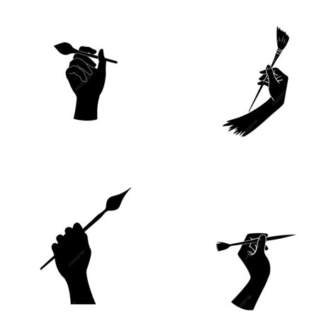 Premium Vector | Hand with a Color brush icon vector illustration set ...