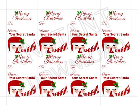 Downloadable Secret Santa Gift Tags Printable Free - Educational ...