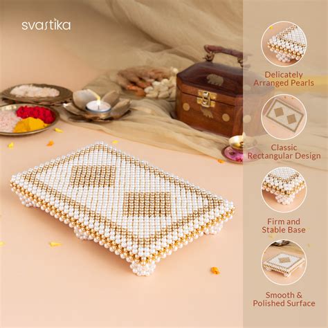 Ganesh Lakshmi Saraswati Pocket Temple With Pearl Chowki | Divine Pooja Set