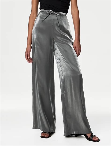 Buy Metallic Drawstring Wide Leg Trousers at Marks & Spencer