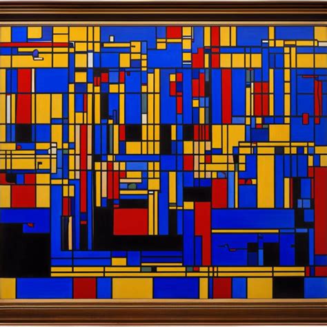 Art by Piet Mondrian, a lively jazz club, geometric abstraction of ...