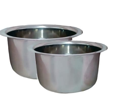 Buy Set of Two Stainless Steel Pot pan patila for Cooking and Storage ...