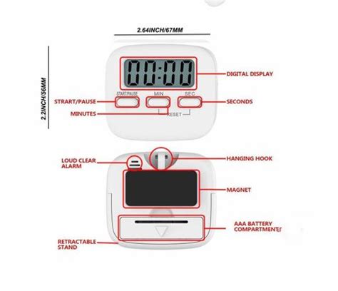 SGMSC Magnetic Countdown Pomodoro with Loud Alarm Digital Kitchen Timer ...