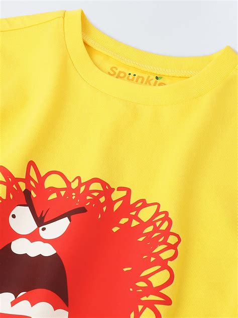 Yellow Monster Print T-shirt – Spunkies