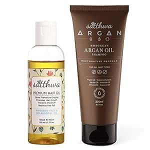 Buy Satthwa Premium Hair Oil & Argan Oil Shampoo Combo, Dry and Frizzy ...