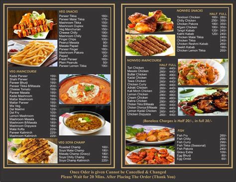 Menu at Mohan Murge Wala, Dera Bassi