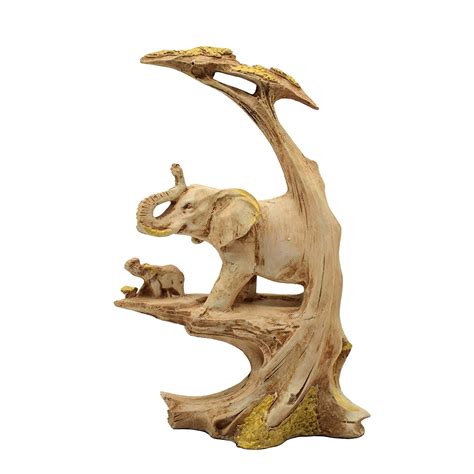 Buy PujaNPujari Resin Elephant Statue with Tree and Baby Animal ...