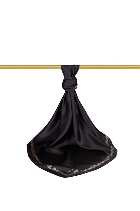 Dark Navy Blue Bordered Butterfly Silk Square Scarf