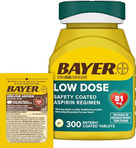 Bayer Aspirin 81mg Comprimidos Recubiertos Entericamente 300ct y Paquete de Viaje de 2 Cuentas ...