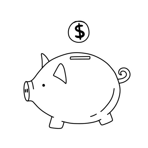 Piggy Bank Clip Art Black And White