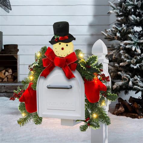 Pre-Lit Mailbox Swag Christmas Decor with Snowman, Nepal | Ubuy