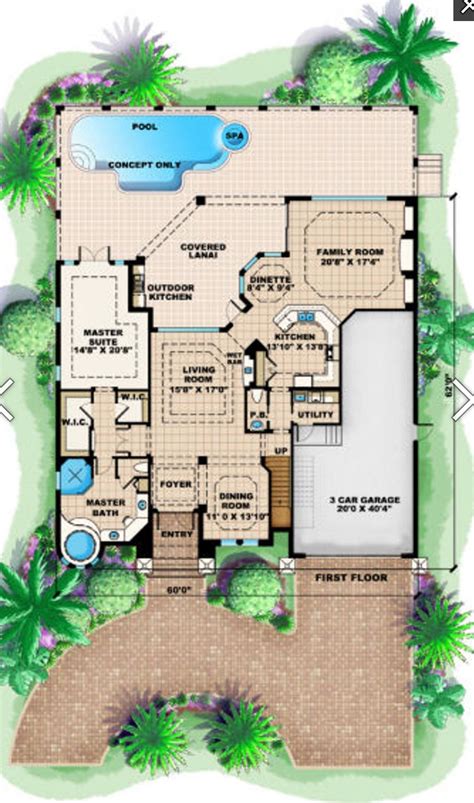 One Story Luxury Home Floor Plans