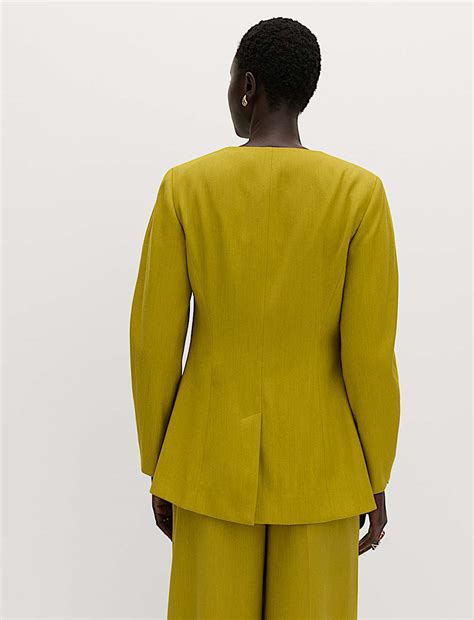 Buy Sculpted Waisted Collarless Tailored Jacket at Marks & Spencer