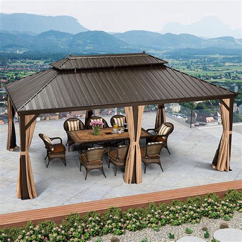 PURPLE LEAF Gazebo 12' X 20' Outdoor Metal Gazebo Galvanized Steel ...