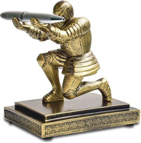 Miyolo Knight Pen Holder for Desk Kneeling Knight with Pen Stand Fancy ...
