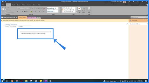 How To Create A Box In Onenote