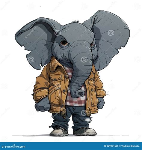 Creative Cartoon Elephant Character in Casual Outfit with Jacket and ...