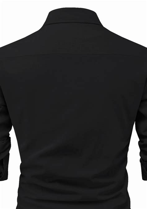 Men's Cotton Fabric Roll Up Sleeve Spread Collar Black Kurta – Apektra