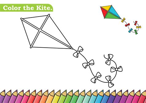 Coloring page for Kite vector illustration. Kindergarten children ...