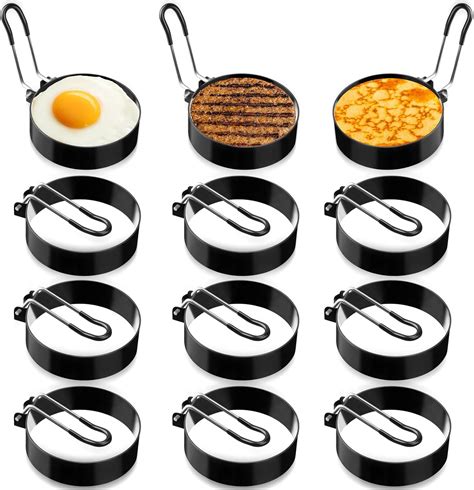 Amazon.com: Yaomiao 12 Pcs Egg Rings for Frying Eggs Nonstick Pancake ...
