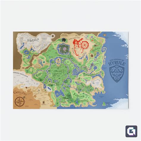 Legend of Zelda Map Poster, Tears of the Kingdom Map, Breath of the Wild Map, Kingdom of Hyrule ...