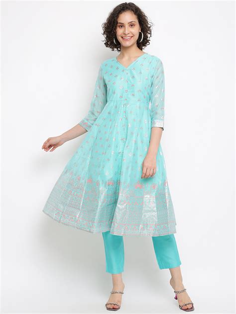 Blue Brocade Anarkali Set – Imara