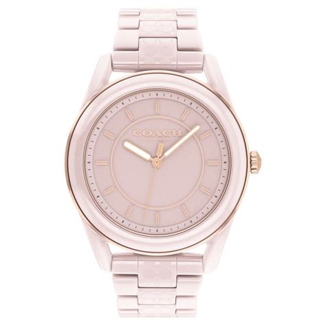 Buy Online Coach Quartz Analog Pink Dial Ceramic Strap Watch for Women ...