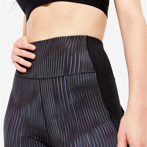 Fitted High Waisted Women's Gym Leggings with Phone Pocket 120- Black