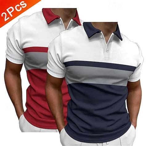 Men's Polo Shirt Golf Shirt Casual Holiday Classic Short Sleeve Fashion ...