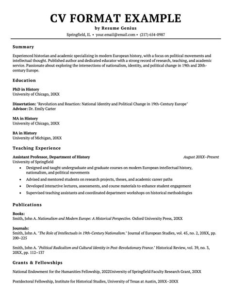 Image result for CV Format Example