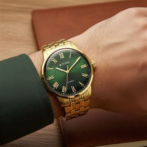 Buy Online Titan Aurelian Concealed Automatic Analog with Green Dial ...