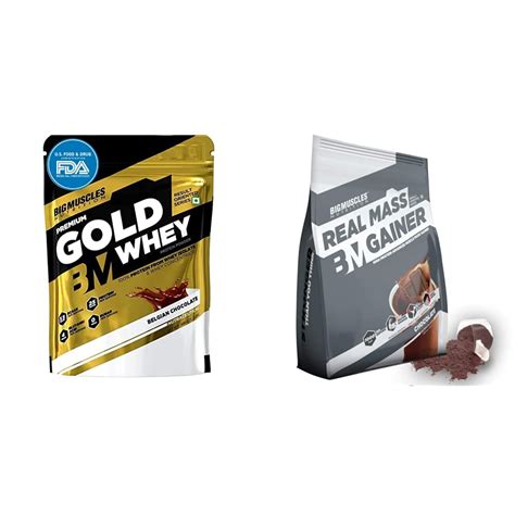 Bigmuscles Nutrition Premium Gold Whey 500g & Bigmuscles Nutrition Real ...
