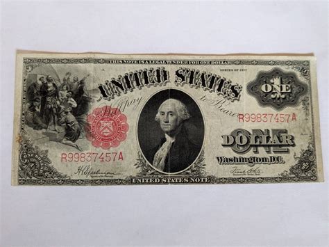 1917 One Dollar $1 Bill Large Size United States Note Red Seal ...