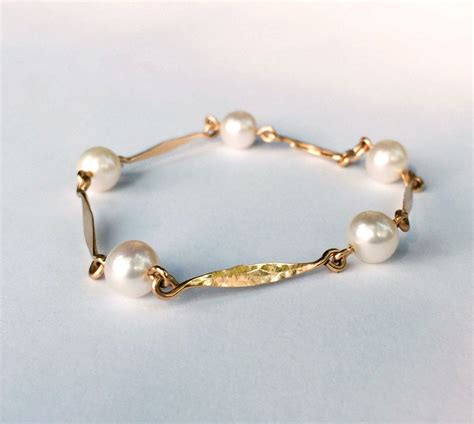 Gold Pearl Bracelet - Multiple Pearls - Unique Pearl Bracelet ...