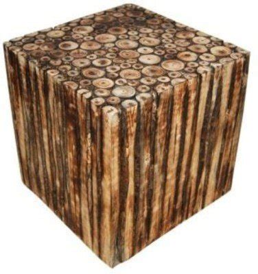 PEBBLE CRAFTS Handmade Wooden Square Shape Stool/Chair Natural Wood ...