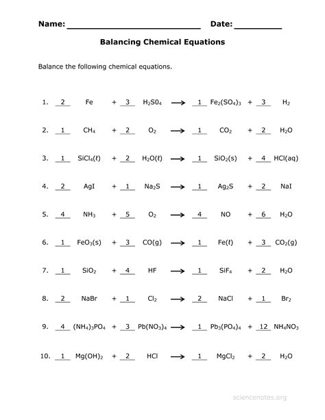Writing Chemical Equations Practice With Answers - Tessshebaylo
