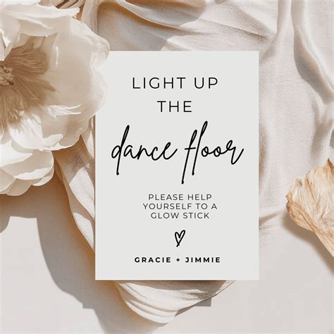 Glow Sticks Dance Floor Send off Glow Stick Sign Template Wedding Glow ...